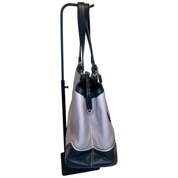 Coach Laura Spectator Lavender Leather Navy Details Satchel Shoulder Bag - Picture 4 of 11